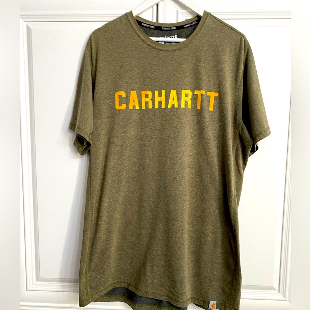 Carhartt Force Men’s Sz Large Tall Camouflage Green Relaxed Fit Shirt Perforated